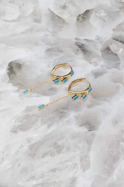 Native Gem Women's Sparkler Huggies Earring In Turquoise In Blue