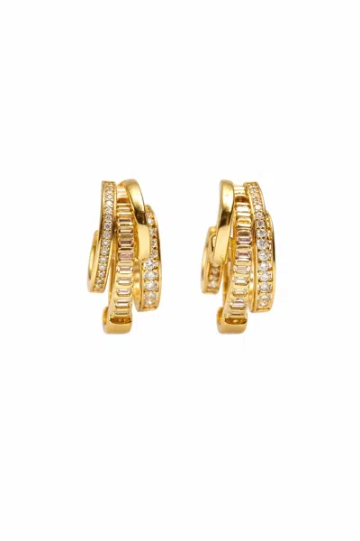 Native Gem Women's Triple Threat Huggies Earring In Gold