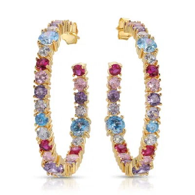 Native Gem Women's Wild Child Hoop Earrings Rainbow In Multi