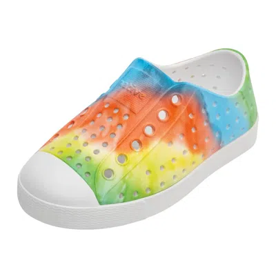 Native Kids' Girl's Jefferson Sugarlite Slip Ons In Rainbow Tie Dye In Multi