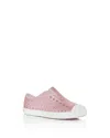 Native Girls' Jefferson Bling Glitter Waterproof Slip On Sneakers - Walker, Toddler, Little Kid In Milk Pink Bling/shell White