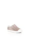 Native Girls' Jefferson Bling Glitter Waterproof Slip On Sneakers - Walker, Toddler, Little Kid In Metal Bling/shell White