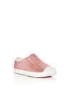 Native Girls' Jefferson Bling Glitter Waterproof Slip On Sneakers - Walker, Toddler, Little Kid In Milk Pink Bling/shell White