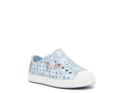 Native Jefferson Slipon Sneaker Kids' In Light Blue/multicolor Rainbow Print