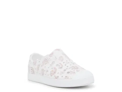 Native Jefferson Slipon Sneaker Kids' In White/lavender/beige Rainbow Print