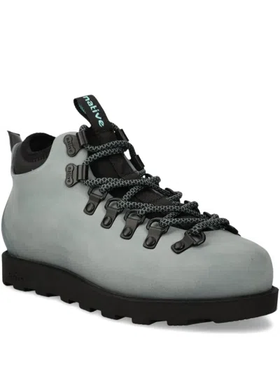 Native Lace-up Rubber Boots In Gray