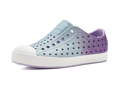 Native Shoes Jefferson Bio-bling (little Kid/big Kid) Kid's Shoes Fresco Twirling Bling/shell White : 3 Little Ki In Blue