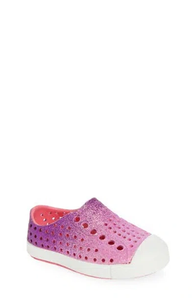 Native Shoes Jefferson Bling Glitter Slip-on Sneaker In Starfish Dazzle/bling Pink