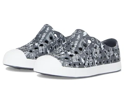 Native Shoes Jefferson Print (toddler) Kid's Shoes Gravity Grey/shell White/gamer : 4 Toddler M, Synthetic