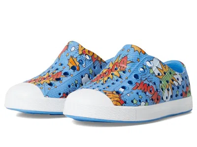 Native Shoes Jefferson Print (toddler) Kid's Shoes Resting Blue/shell White/boom Pow : 5 Toddler M, Synthetic