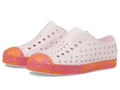 Native Shoes Jefferson Sugarlite Print (big Kid) Kid's Shoes Milk Pink/dazzle Apricot Marble: 1 Little Kid M In Orange