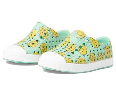 Native Shoes Jefferson Sugarlite Print (toddler) Kid's Shoes Candy Green/shell White/raincoat Sunsmile: 4 Toddler In Multi