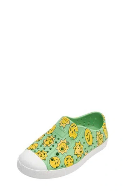 Native Shoes Jefferson Water Friendly Perforated Slip-on In Candy Green/raincoat Sunsmile