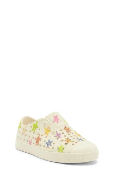Native Shoes Jefferson Water Friendly Perforated Slip-on In White/white/multi Star