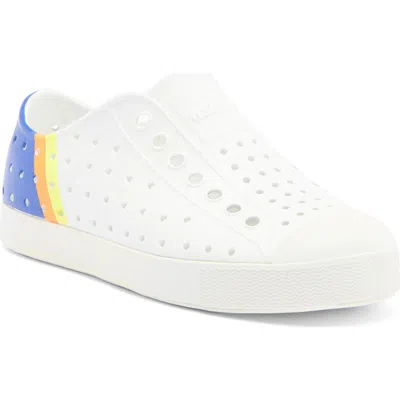 Native Shoes Jefferson Water Friendly Slip-on Sneaker In Shell White/white/blue