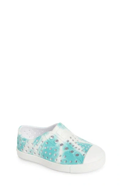 Native Shoes Kids' Jefferson Bloom Water Friendly Perforated Slip-on In White/ White/ Ocean Waves