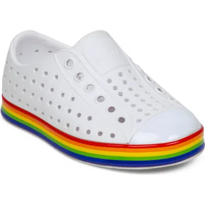 Native Shoes Kids' Jefferson Slip-on In Shell White/rainbow