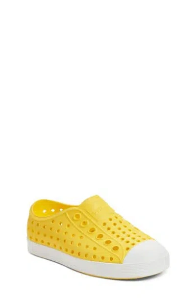 Native Shoes Kids' Jefferson Water Friendly Slip-on Sneaker In Yellow/shell White