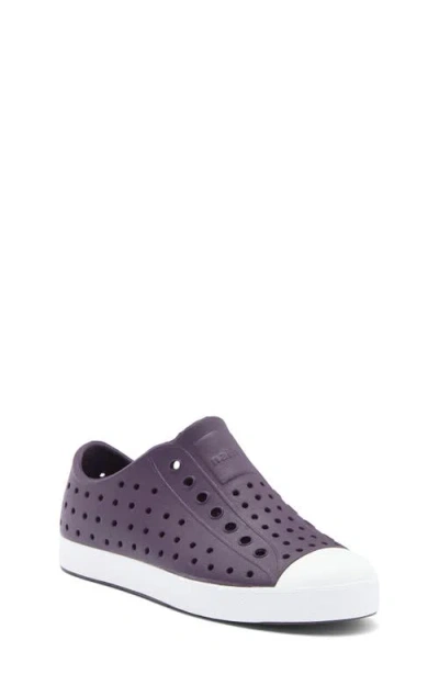 Native Shoes Kids' Jefferson Water Resistant Slip-on Sneaker In Velvet Purple/shell White