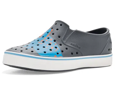 Native Shoes Miles Block (little Kid/big Kid) Kid's Shoes Gravity Grey/shell White/dinosaur Block : 1 Little Kid  In Gray