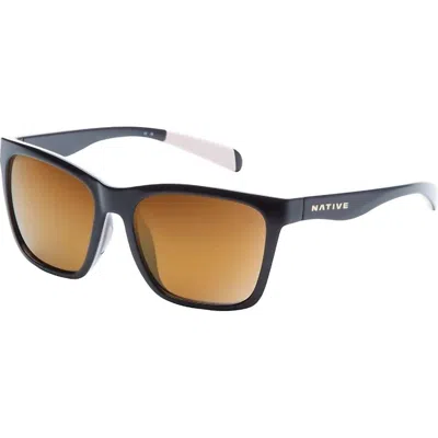 Native Unisex - Braiden Sunglasses In Gloss Black /polarized Bronze In Multi