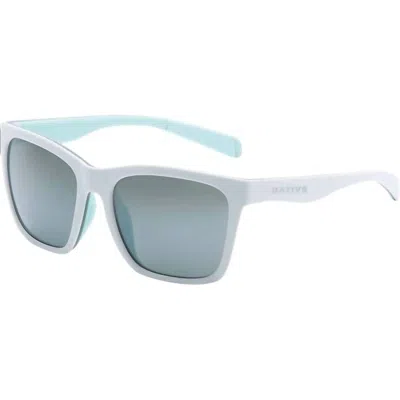Native Unisex - Braiden Sunglasses In Matte White / Polarized Silver Reflex N3 In Multi