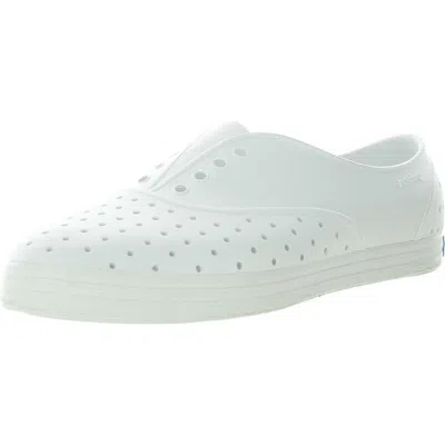 Native Womens Perforated Manmade Slip-on Sneakers In White