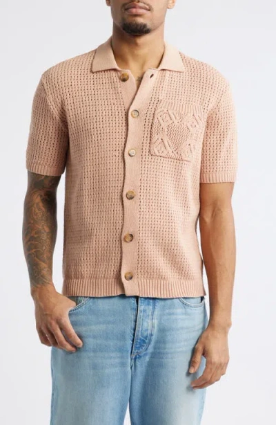 Native Youth Blakely Knitted Button-up Shirt In Pink