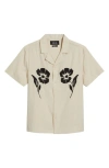 Native Youth Revere Collar Embroidered Shirt In Natural
