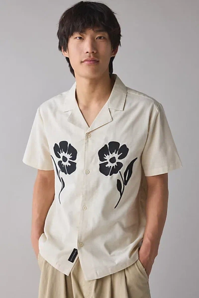 Native Youth Revere Collar Embroidered Shirt In Natural