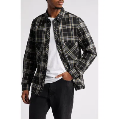 Native Youth Check Twill Overshirt In Black Check