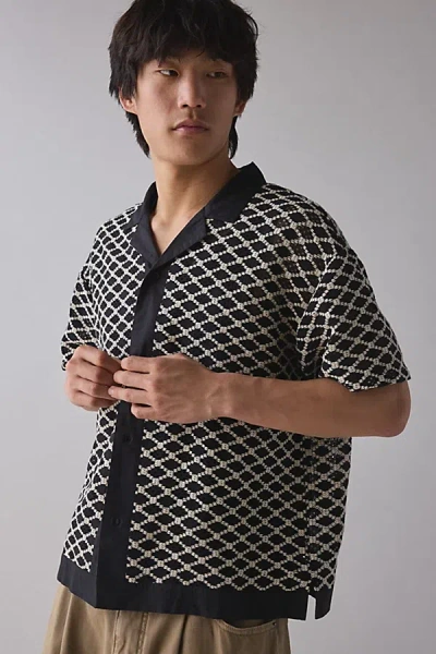 Native Youth Crochet Camp Collar Shirt In Blue