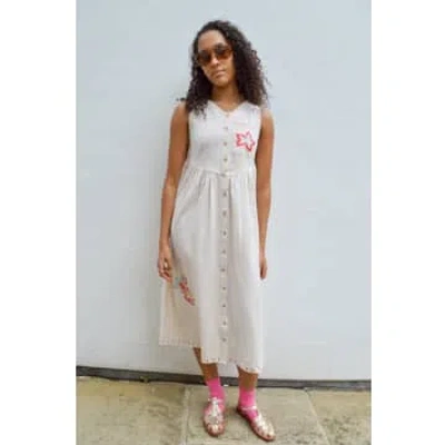 Native Youth Floral Embroidery Cream Dress In Neutrals