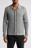 Native Youth Hemmings Jacquard Stripe Button-up Knit Top In Grey