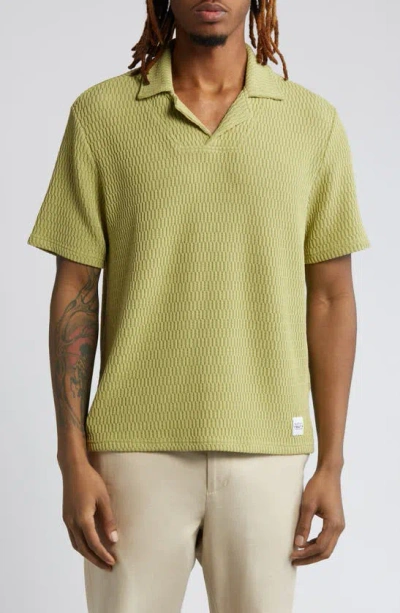 Native Youth Jacquard Johnny Collar Polo In Green