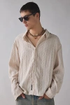 Native Youth Morales Jacquard Long Sleeve Shirt In Ivory, Men's At Urban Outfitters In Neutral
