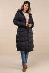 Native Youth Ophelia Black Quilted Puffer Coat In Black