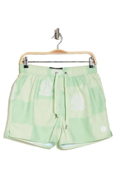 Native Youth Bucket Hat And Swim Shorts In Green Checkerboard - Part Of A Set