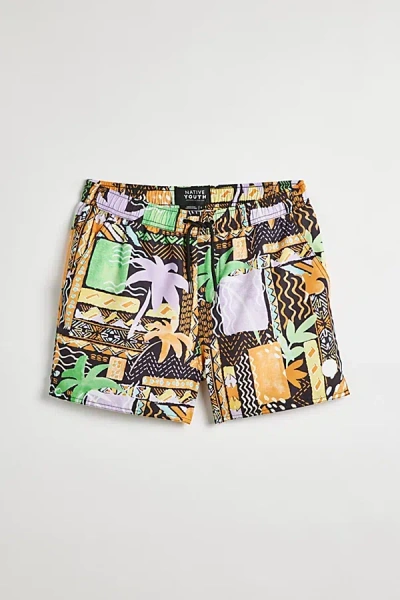 Native Youth Rico Beach Swim Short In Black, Men's At Urban Outfitters