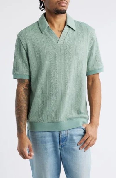 Native Youth Sancho Texture Johnny Collar Polo In Turquoise