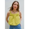 NATIVE YOUTH SWEETHEART FRILL GREEN CAMI TOP