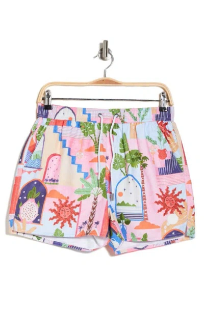 Native Youth Volley Swim Trunks In Light Blue/ Pink