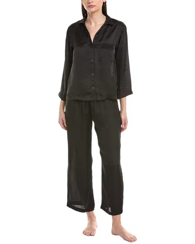 Natori 2pc Ashley Washed Satin Icon Notch Pajama Set In Blue