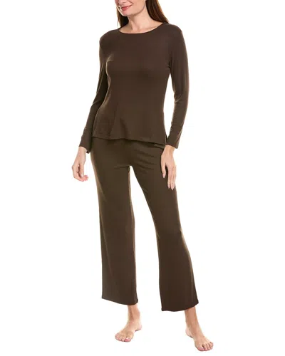 Natori 2pc Bamboo Long Sleeve Pajama Set In Brown
