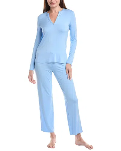 Natori 2pc Feathers Essentials Pajama Pant Set In Blue