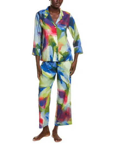 Natori 2pc Kumo Printed Stretch Satin Notch Pajama Set In Multi