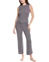 Natori Rib Essentials Cropped Tank & Pants Pajama Set In Grey