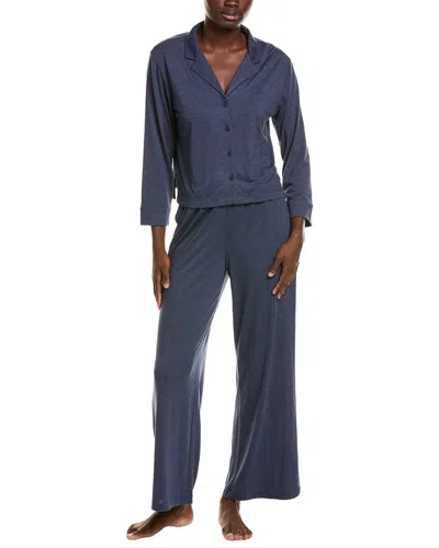 Natori 2pc Shangri-la Notch Pajama Set In Blue