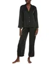 Natori 2pc Sheer Stripe Jacquard Notch Pajama Set In Black