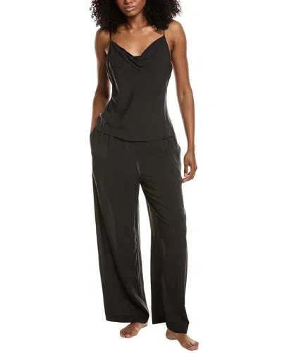 Natori 2pc Silk-blend Cami & Pant Set In Black